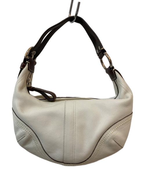 COACH（コーチ）COACH (コーチ) ホーボー ハーフムーン ワンショルダーバッグ ブラウン×ホワイトの古着・服飾アイテム