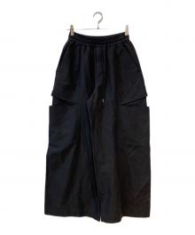 beautiful people（ビューティフルピープル）の古着「linen cotton satin bow silhouette pants/　リネンコットンサテンボウシルエットパンツ」｜ブラック