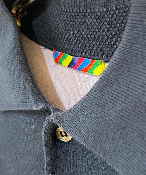 is-ness（イズネス）is-ness (イズネス) CARDBOARD KNIT BIG POLO ネイビー サイズ:Mの古着・服飾アイテム