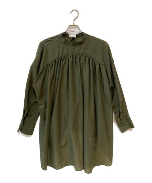 UN3D.（アンスリード）UN3D. (アンスリード) シアースタンドカラーブラウス カーキ サイズ:Ｆreeの古着・服飾アイテム