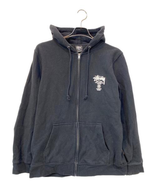 stussy（ステューシー）stussy (ステューシー) ワールドツアージップパーカー ブラック サイズ:Lの古着・服飾アイテム