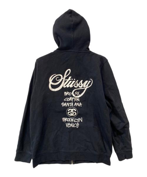 stussy（ステューシー）stussy (ステューシー) ワールドツアージップパーカー ブラック サイズ:Lの古着・服飾アイテム