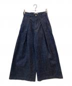 VOAAOVヴォアーブ）の古着「デニムタックワイドパンツ」｜インディゴ