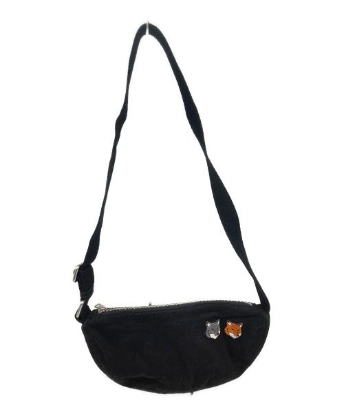 maison kitsune（メゾンキツネ）maison kitsune (メゾンキツネ) ダブル ボールド フォックスヘッド バム バッグ ブラックの古着・服飾アイテム