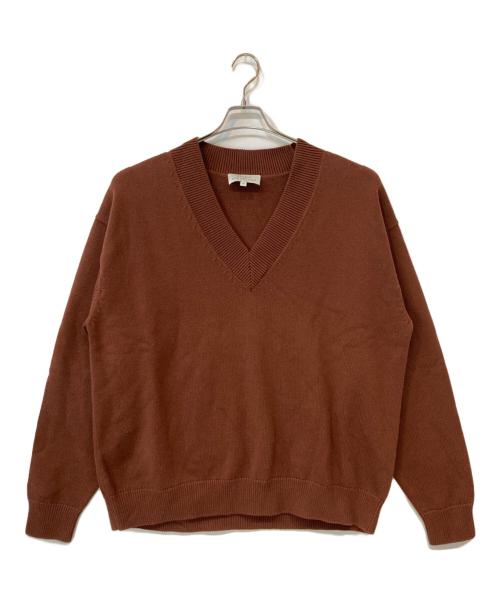 STUDIO NICHOLSON（スタジオ ニコルソン）STUDIO NICHOLSON (スタジオ ニコルソン) SOLA Marino cottonVネックニット ブラウン サイズ:Mの古着・服飾アイテム