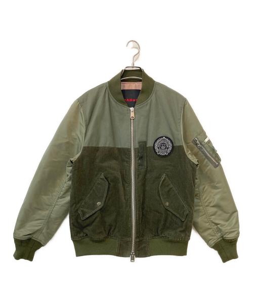 CABAN（キャバン）CABAN (キャバン) ファブリックコンビリバーシブルMA-1ブルゾン オリーブ サイズ:Sの古着・服飾アイテム