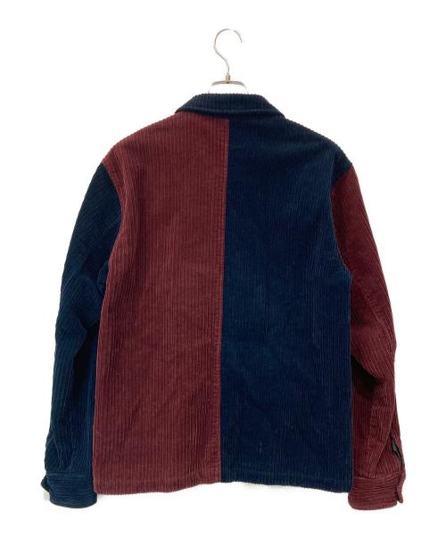 stussy（ステューシー）stussy (ステューシー) ミックスコーデュロイジップブルゾン ネイビー×ボルドー サイズ:Mの古着・服飾アイテム