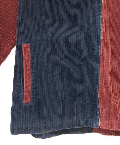 stussy（ステューシー）stussy (ステューシー) ミックスコーデュロイジップブルゾン ネイビー×ボルドー サイズ:Mの古着・服飾アイテム