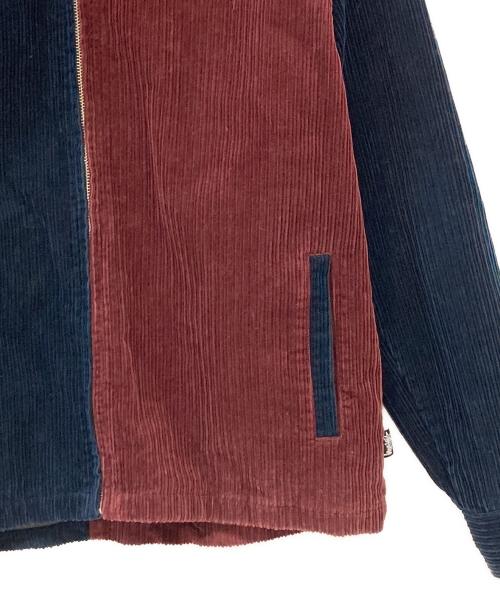 stussy（ステューシー）stussy (ステューシー) ミックスコーデュロイジップブルゾン ネイビー×ボルドー サイズ:Mの古着・服飾アイテム