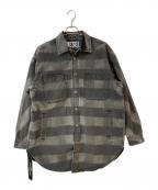 DIESELディーゼル）の古着「D-LOREN　ディー・ローレン ボーダー染めデニムシャツジャケット」｜グレー