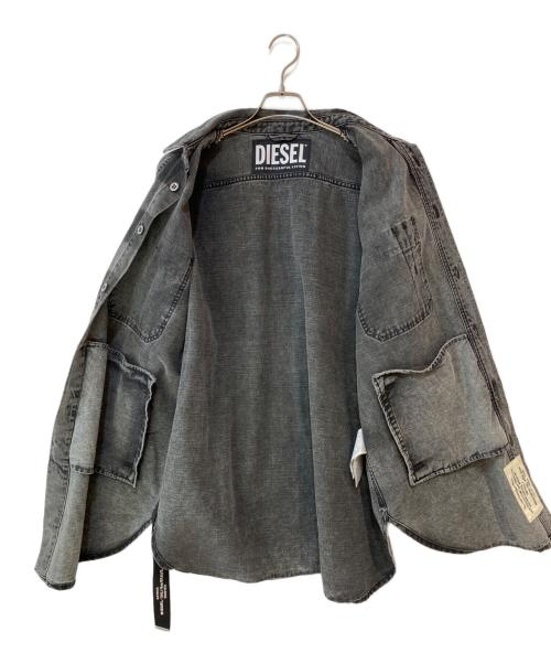DIESEL（ディーゼル）DIESEL (ディーゼル) D-LOREN　ディー・ローレン ボーダー染めデニムシャツジャケット グレー サイズ:Sの古着・服飾アイテム