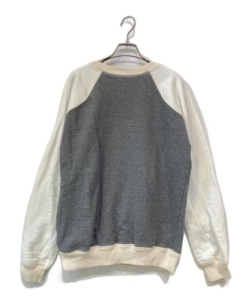 MIU MIU（ミュウミュウ）MIU MIU (ミュウミュウ) 裏パイルラグランスウェット グレー×アイボリー サイズ:XXLの古着・服飾アイテム