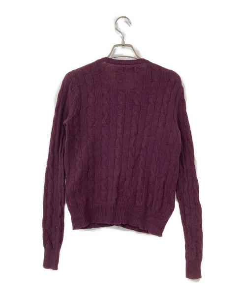 POLO RALPH LAUREN（ポロ・ラルフローレン）POLO RALPH LAUREN (ポロ・ラルフローレン) カシミヤ混ケーブルニットカーディガン ボルドー サイズ:XSの古着・服飾アイテム