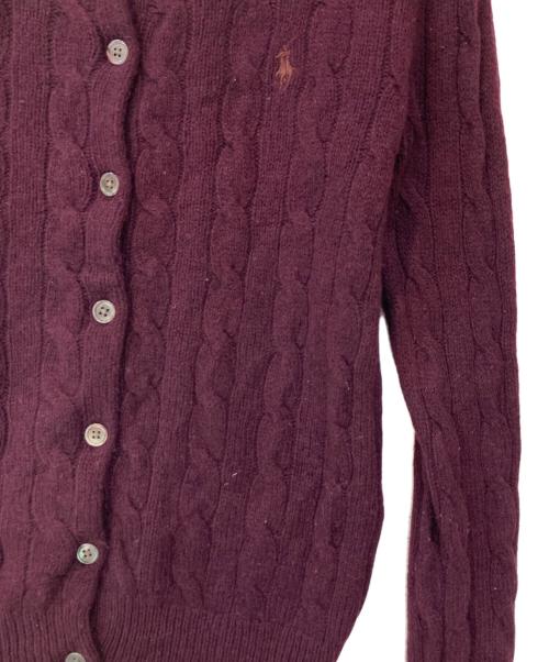 POLO RALPH LAUREN（ポロ・ラルフローレン）POLO RALPH LAUREN (ポロ・ラルフローレン) カシミヤ混ケーブルニットカーディガン ボルドー サイズ:XSの古着・服飾アイテム