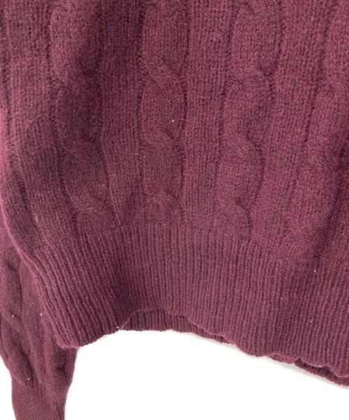 POLO RALPH LAUREN（ポロ・ラルフローレン）POLO RALPH LAUREN (ポロ・ラルフローレン) カシミヤ混ケーブルニットカーディガン ボルドー サイズ:XSの古着・服飾アイテム