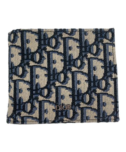 Christian Dior（クリスチャン ディオール）Christian Dior (クリスチャン ディオール) オブリーク ジャカード2つ折り財布 ネイビー サイズ:なしの古着・服飾アイテム