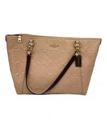 COACH（コーチ）の古着「デボスドシグネチャー エンボストートバッグ」｜ピンク