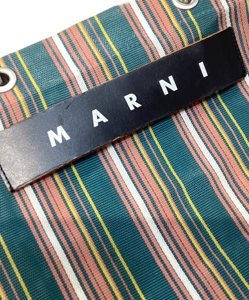 MARNI（マルニ）MARNI (マルニ) フラワーカフェ MARKET STRIPE BAG レッド×グリーンの古着・服飾アイテム