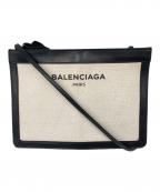 BALENCIAGAバレンシアガ）の古着「NAVY POCHETTE キャンバスロゴショルダーバッグ」｜アイボリー×ブラック