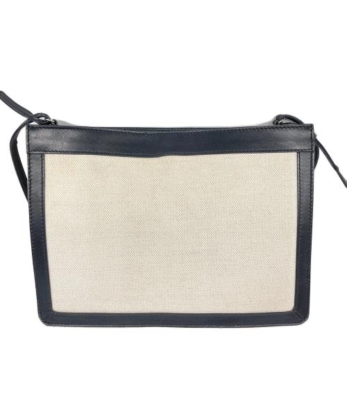 BALENCIAGA（バレンシアガ）BALENCIAGA (バレンシアガ) NAVY POCHETTE キャンバスロゴショルダーバッグ アイボリー×ブラックの古着・服飾アイテム
