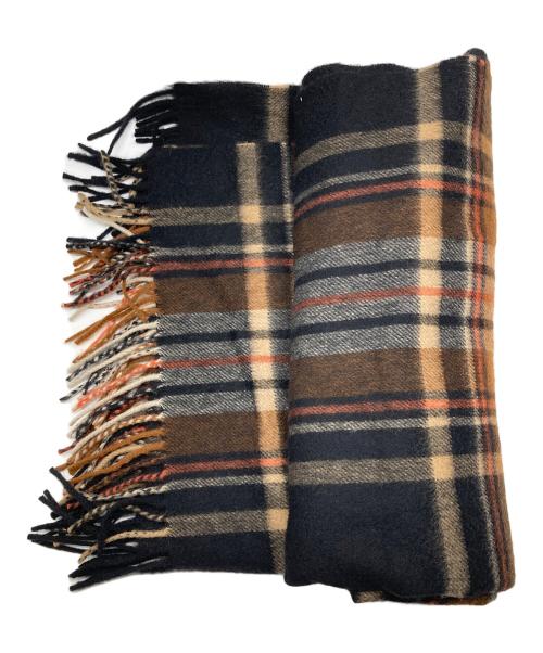 JOSHUA ELLIS（ジョシュア エリス）JOSHUA ELLIS (ジョシュア エリス) 大判カシミヤチェックマフラー ブラックの古着・服飾アイテム