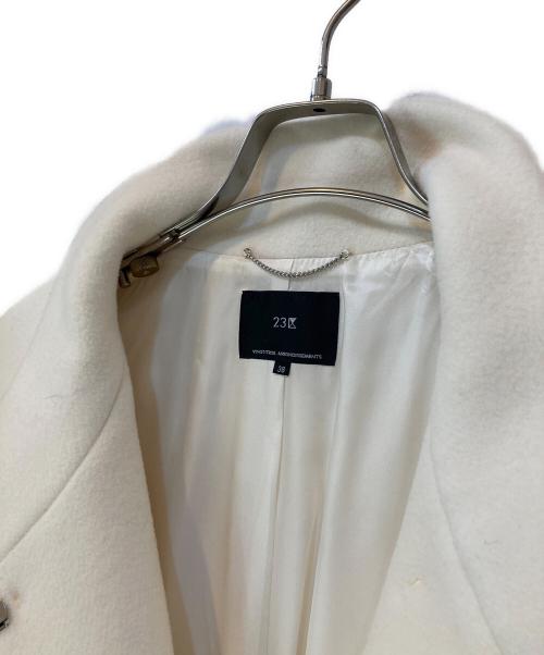 23区（ニジュウサンク）23区 (ニジュウサンク) ダブルクロスベロアスタンドカラーコート アイボリー サイズ:38の古着・服飾アイテム