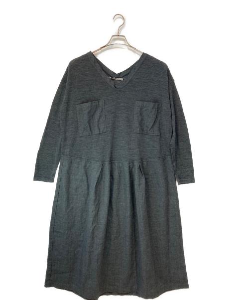 45R（フォーティファイブ・アール）45R (フォーティファイブ・アール) ウール ワンピース グレー サイズ:3の古着・服飾アイテム