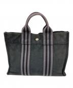 HERMESエルメス）の古着「フールトゥPM / キャンバスハンドバッグ」｜ブラック