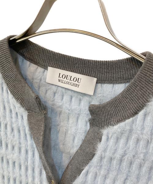 Loulou Willoughby（ルルウィルビー）Loulou Willoughby (ルルウィルビー) フェザーボタンカーディガン ブルー サイズ:2の古着・服飾アイテム