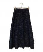 anuansアニュアンス）の古着「カットジャガードセミフレアスカート」｜ネイビー