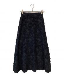 anuans（アニュアンス）の古着「カットジャガードセミフレアスカート」｜ネイビー