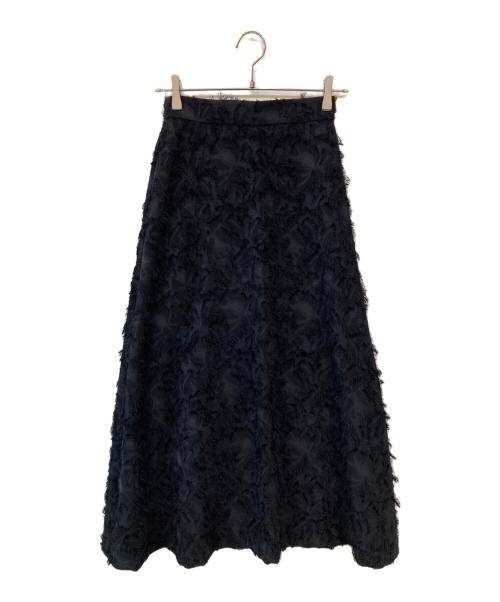 anuans（アニュアンス）anuans (アニュアンス) カットジャガードセミフレアスカート ネイビー サイズ:Ｓの古着・服飾アイテム