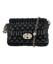 MIU MIU（ミュウミュウ）の古着「NAPPACRYSTAL マイクロミニショルダーバッグ」｜ブラック