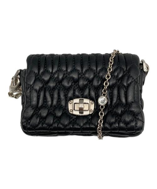 MIU MIU（ミュウミュウ）MIU MIU (ミュウミュウ) NAPPACRYSTAL マイクロミニショルダーバッグ ブラックの古着・服飾アイテム