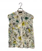 TOMORROW LAND collectionトゥモローランドコレクション）の古着「トリビュートフラワー ピコカットスリーブブラウス」｜ホワイト