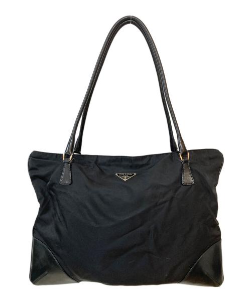 PRADA（プラダ）PRADA (プラダ) ナイロン×レザー トートバッグ ブラックの古着・服飾アイテム