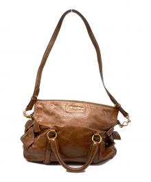 MIU MIU（ミュウミュウ）の古着「VITELLO LUX ヴィッテロリュクス サイドリボン 2WAYハンドバッグ」｜ブラウン