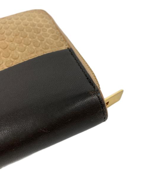 CELINE（セリーヌ）CELINE (セリーヌ) エキゾチックパイソン切替長財布 ベージュ×ブラックの古着・服飾アイテム