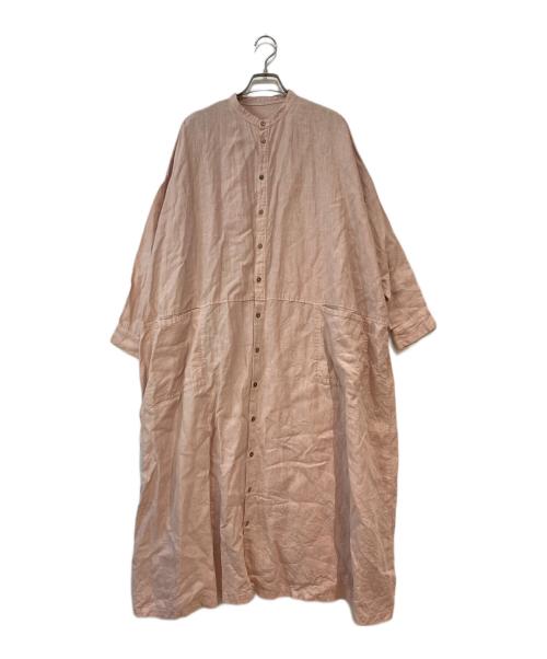 nest Robe（ネストローブ）nest Robe (ネストローブ) リネン天然染めビッグシャツワンピース ピンク サイズ:FREEの古着・服飾アイテム