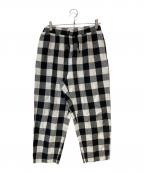 nest Robeネストローブ）の古着「コットンリネンアムンゼンチェックイージーパンツ」｜ホワイト×ブラック