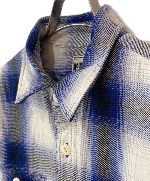HOUSTON（ヒューストン）HOUSTON (ヒューストン) OMBRE CHECK VIYELLA SHIRT ブルー サイズ:Mの古着・服飾アイテム