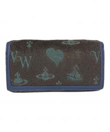 Vivienne Westwood（ヴィヴィアンウエストウッド）の古着「ハラコ長財布」｜ネイビー×グレー