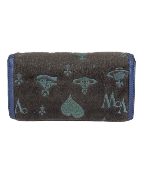 Vivienne Westwood（ヴィヴィアンウエストウッド）Vivienne Westwood (ヴィヴィアンウエストウッド) ハラコ長財布 ネイビー×グレーの古着・服飾アイテム