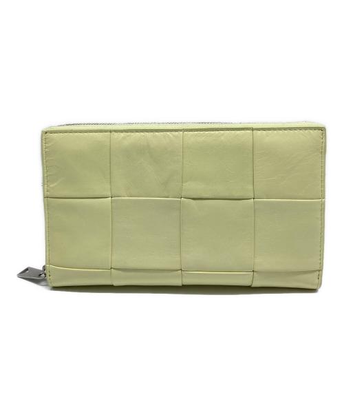 BOTTEGA VENETA（ボッテガベネタ）BOTTEGA VENETA (ボッテガベネタ) INTRECCIATO ZIP AROUND WALLET マキシイントレチャート カセット ジップアラウンド ウォレット LEMON WASHEDの古着・服飾アイテム