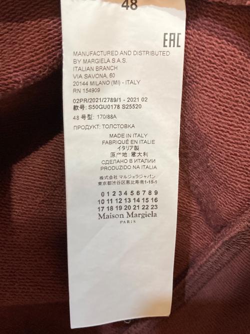 Maison Margiela（メゾンマルジェラ）Maison Margiela (メゾンマルジェラ) NAME TAG CREW SWEAT/ネームタグクルースウェット バーガンディー サイズ:48の古着・服飾アイテム