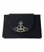 Vivienne Westwoodヴィヴィアンウエストウッド）の古着「SAFFIANO FLAP CARD HOLDER サフィアーノ・フラップ・カードホルダー　カードケース サフィアーノ」｜ブラック