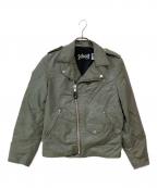 Schottショット）の古着「ナイロンダブルライダースジャケット」｜カーキ