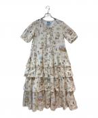 PINK HOUSEピンクハウス）の古着「生誕150周年 総柄 段々ワンピース」｜オフホワイト