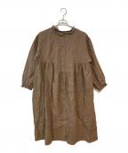 Samansa Mos2サマンサモスモス）の古着「リネンスタンドフリルワンピース」｜ベージュ