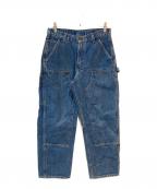CarHarttカーハート）の古着「DOUBLE FRONT LOGGER DUNGAREE ダブル フロント ロガー ダンガリー　デニム ペインターパンツ」｜インディゴ
